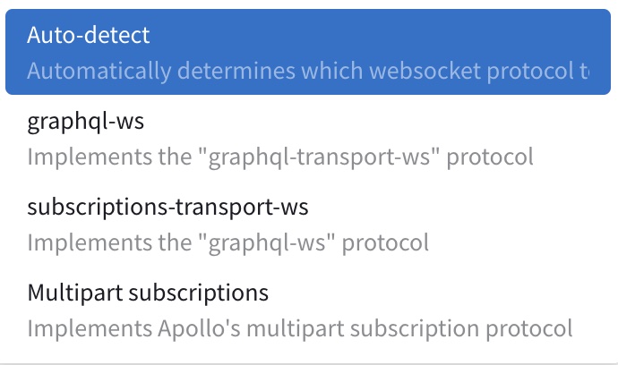 Subscription protocol options in the Explorer